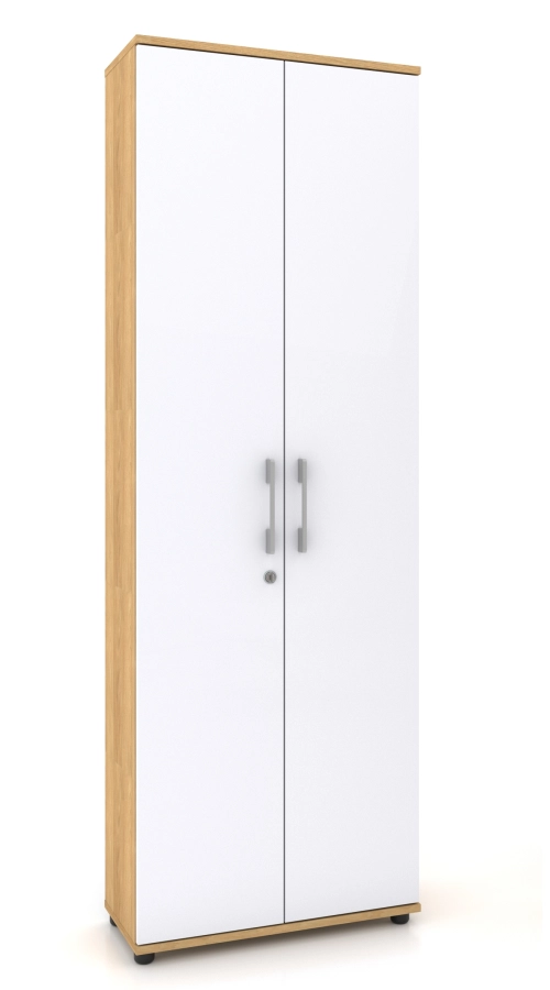 Szafa biurowa G 60 2d HIKORA Naturalna 60 cm biała/połysk zamek